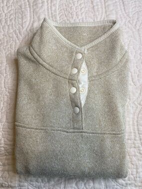 Eddie Bauer Quarter-Snap Turtleneck Pullover - Light Taupe